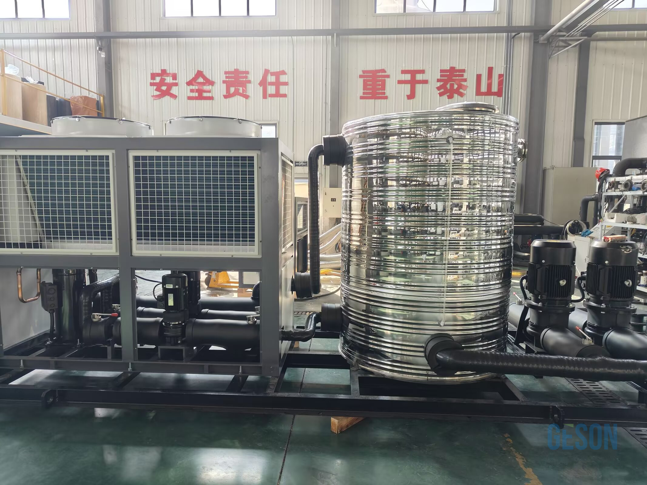 Complete injection molding chiller skid package Geson